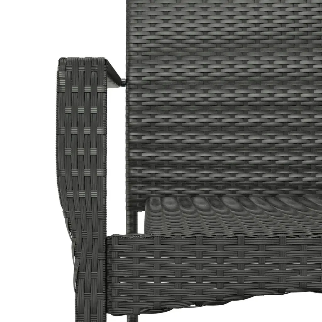 5 Piece Garden Furniture Set Outdoor Dining Black Poly Rattan Table with Cushions