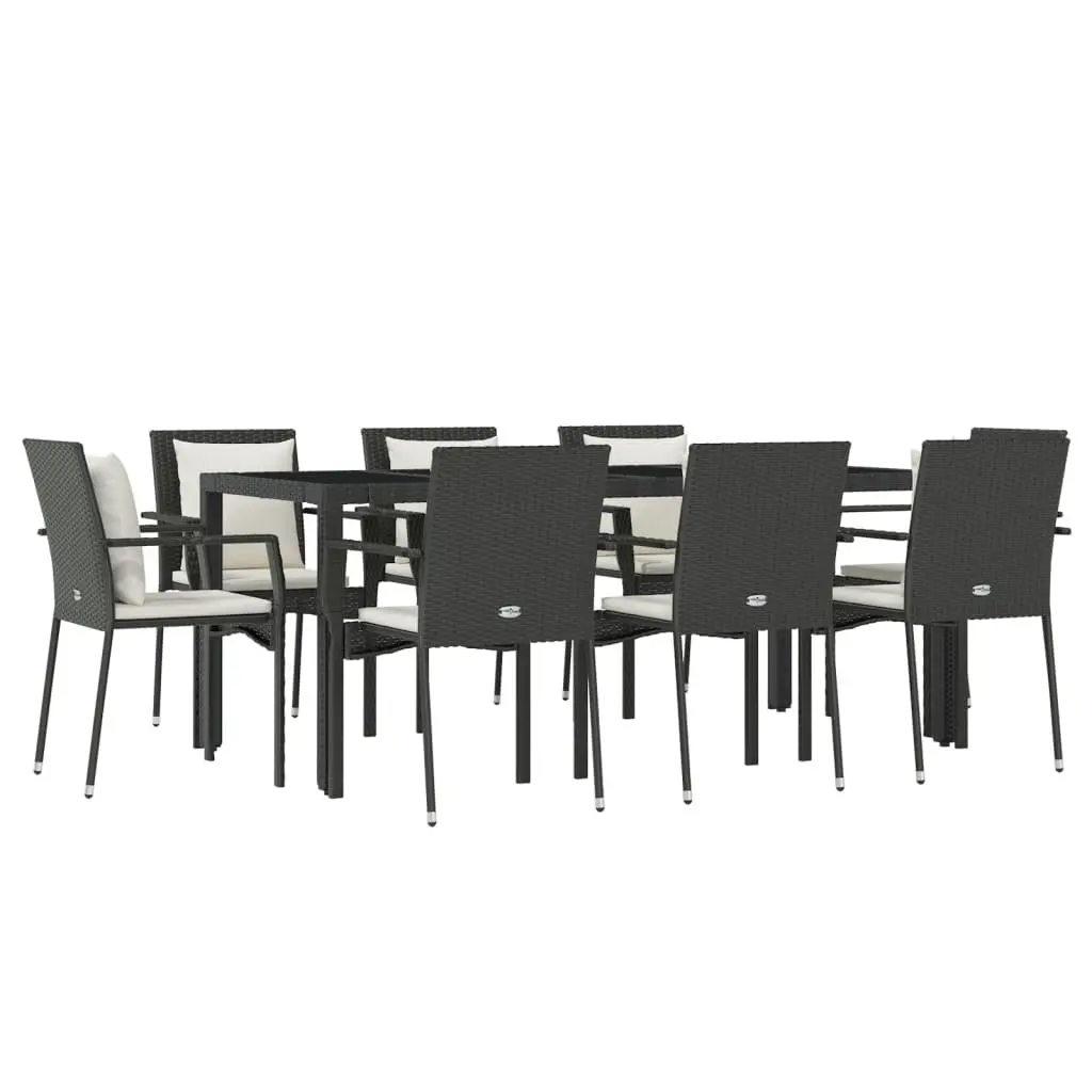 9 Piece Garden Dining Set Outdoor Patio Furniture Weather-Resistant PE Rattan Black