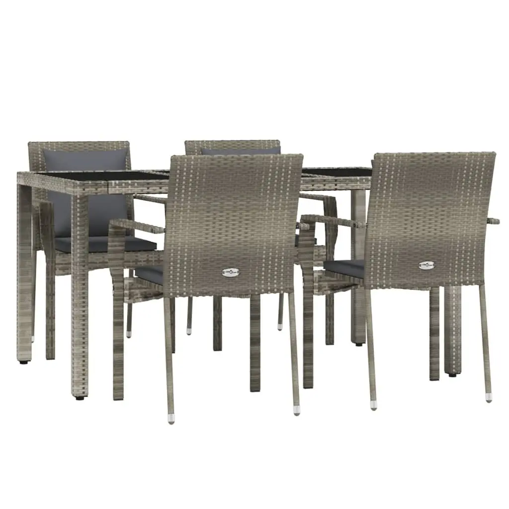 Garden Dining Set Modular Outdoor Furniture 5 Piece Grey Rattan Chairs Table