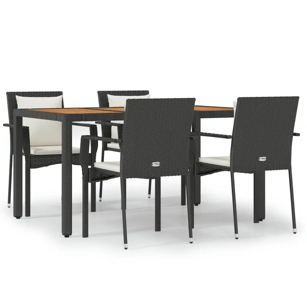 5 Piece Garden Dining Set Outdoor Patio Furniture Weather Resistant Black