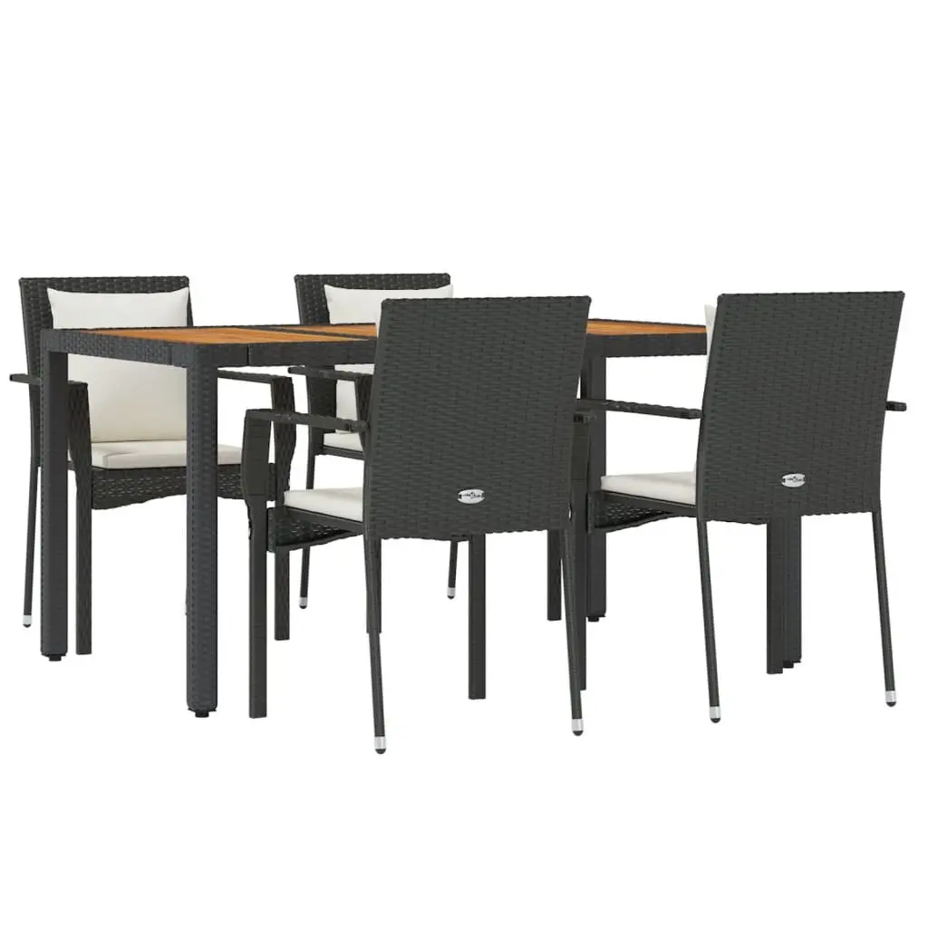 5 Piece Garden Dining Set Outdoor Patio Furniture Weather Resistant Black