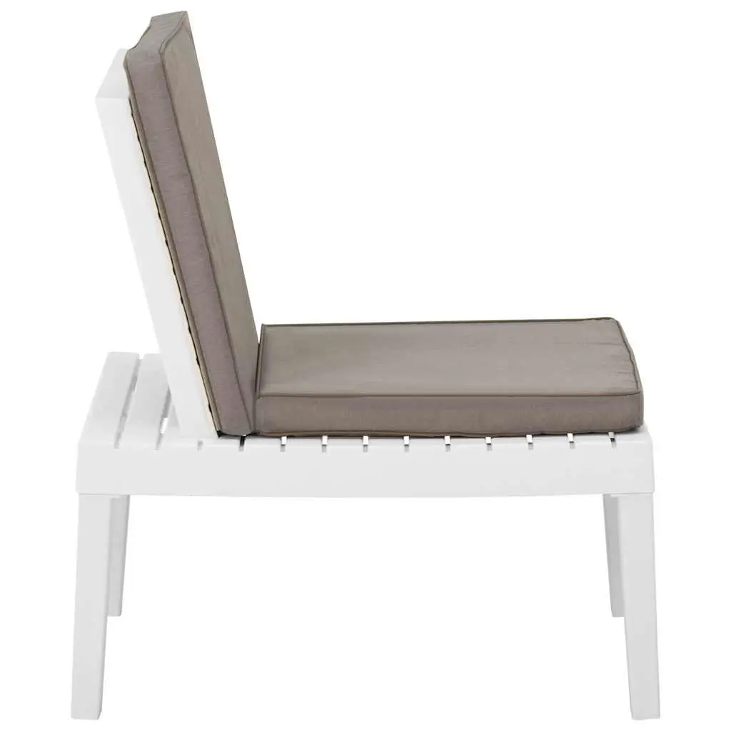 Outdoor Lounge Chair with Cushion Lightweight Garden Seating White Relaxation