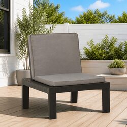 Outdoor Lounge Chair Grey Garden Seating with Removable Padded Cushion
