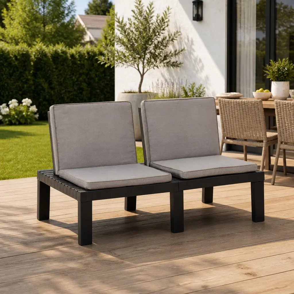 Outdoor Lounge Bench with Cushions