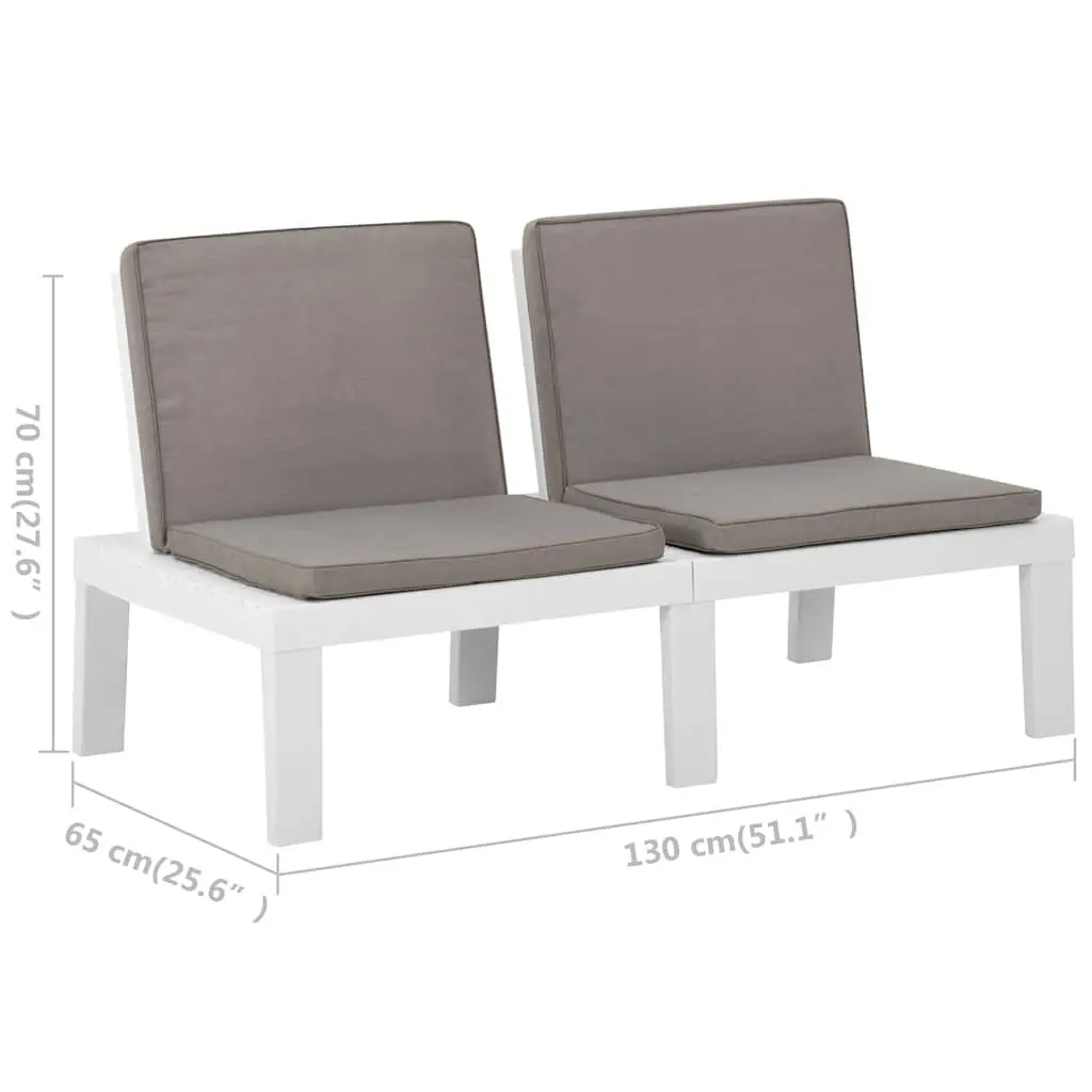 Garden Lounge Set 2 Piece Outdoor Furniture with Cushions White Seating
