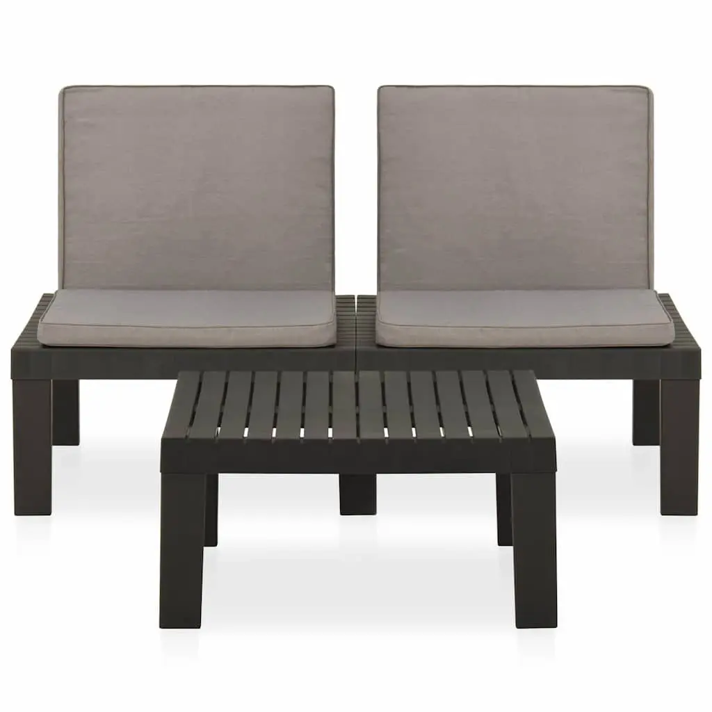 2 Piece Grey Garden Lounge Set Cushioned Seating with Table