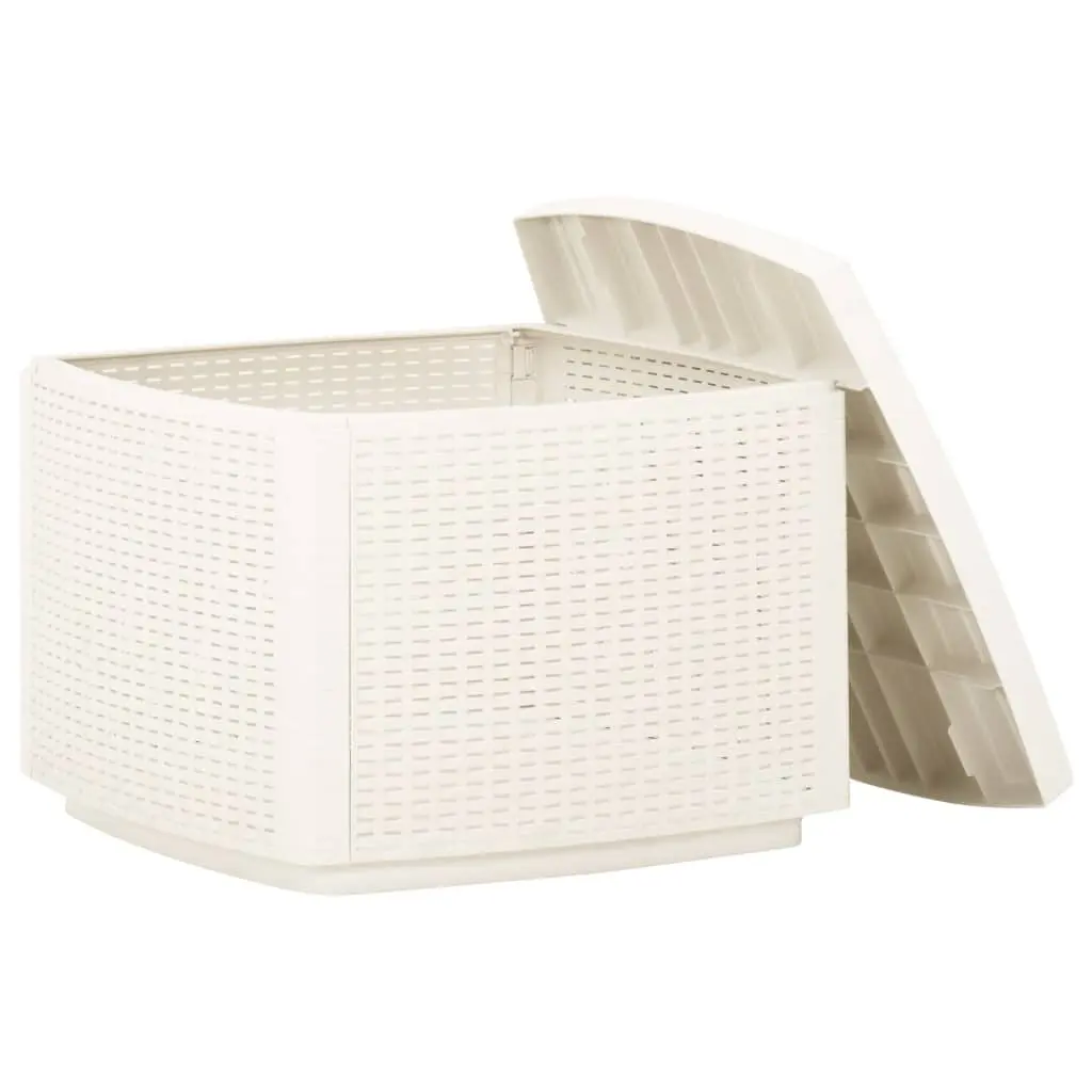 Garden Coffee Table Lightweight Plastic White 53x53x40cm Rattan Look Outdoor Patio Furniture