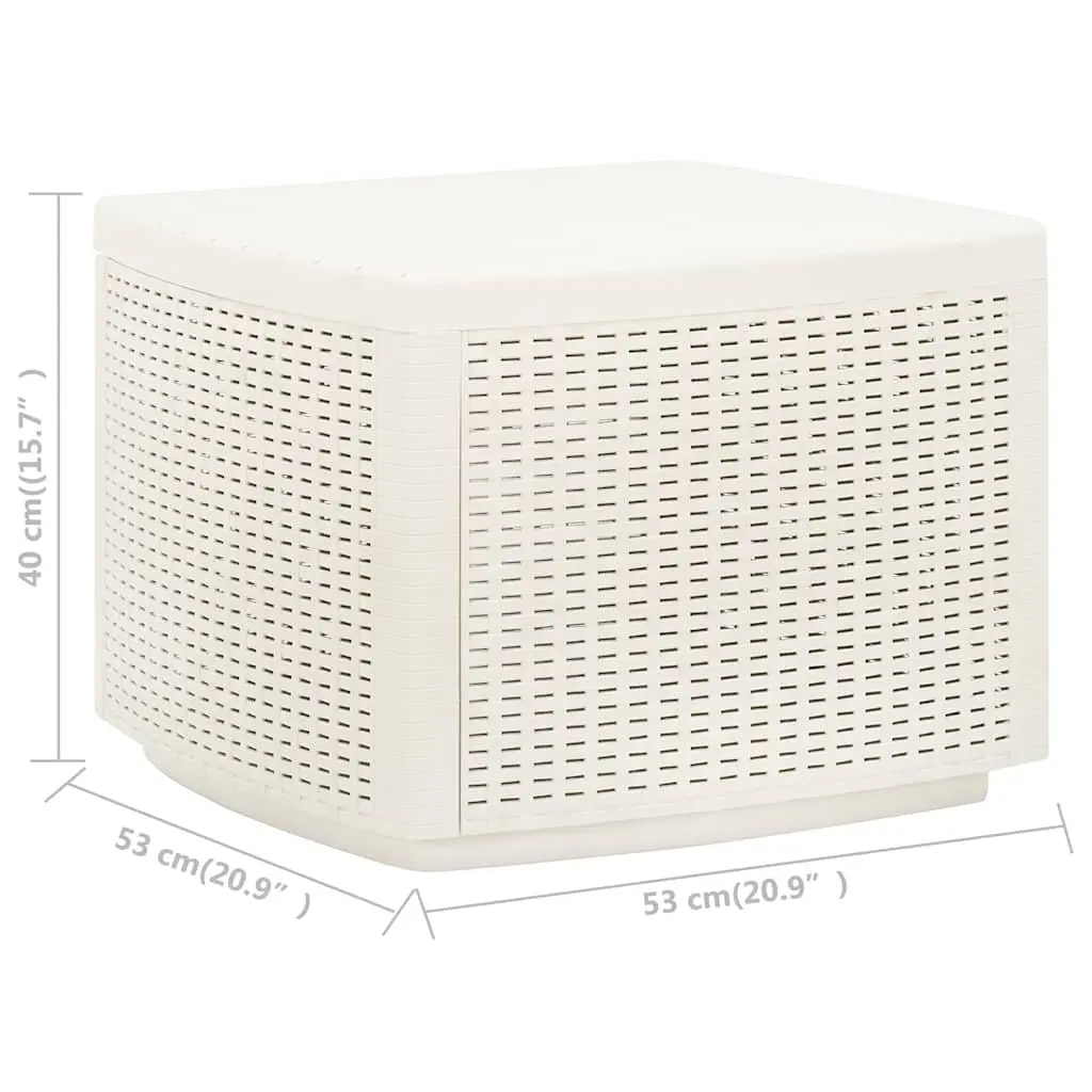 Garden Coffee Table Lightweight Plastic White 53x53x40cm Rattan Look Outdoor Patio Furniture