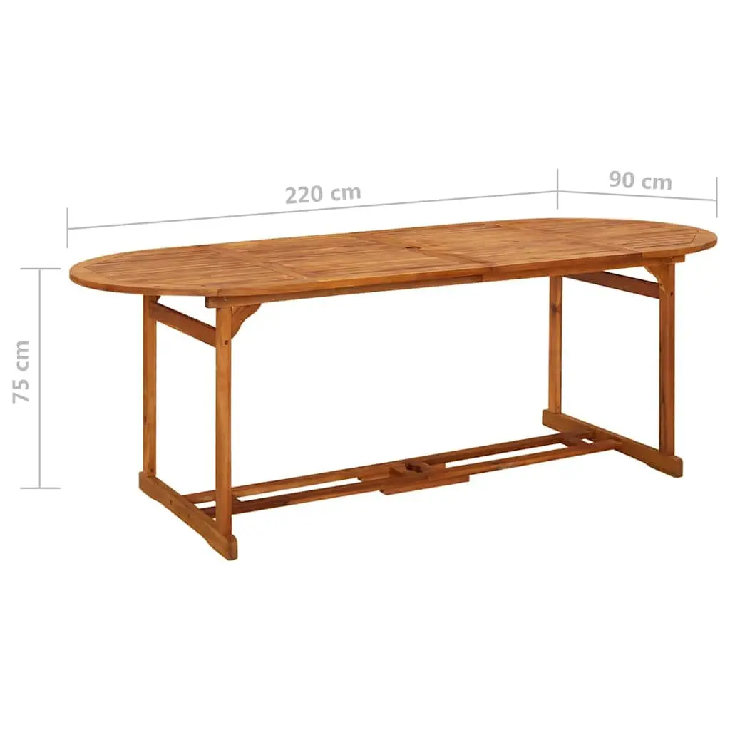 Garden Dining Table 220x90x75 cm Solid Acacia Wood Outdoor Patio Furniture