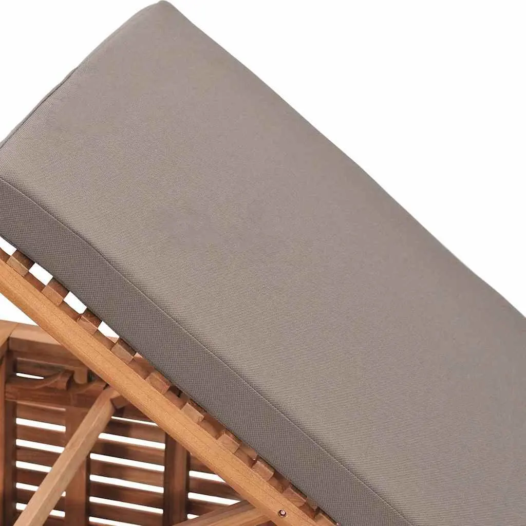 Sun Lounger Outdoor Garden Reclining Chair Teak Wood with Grey Cushion