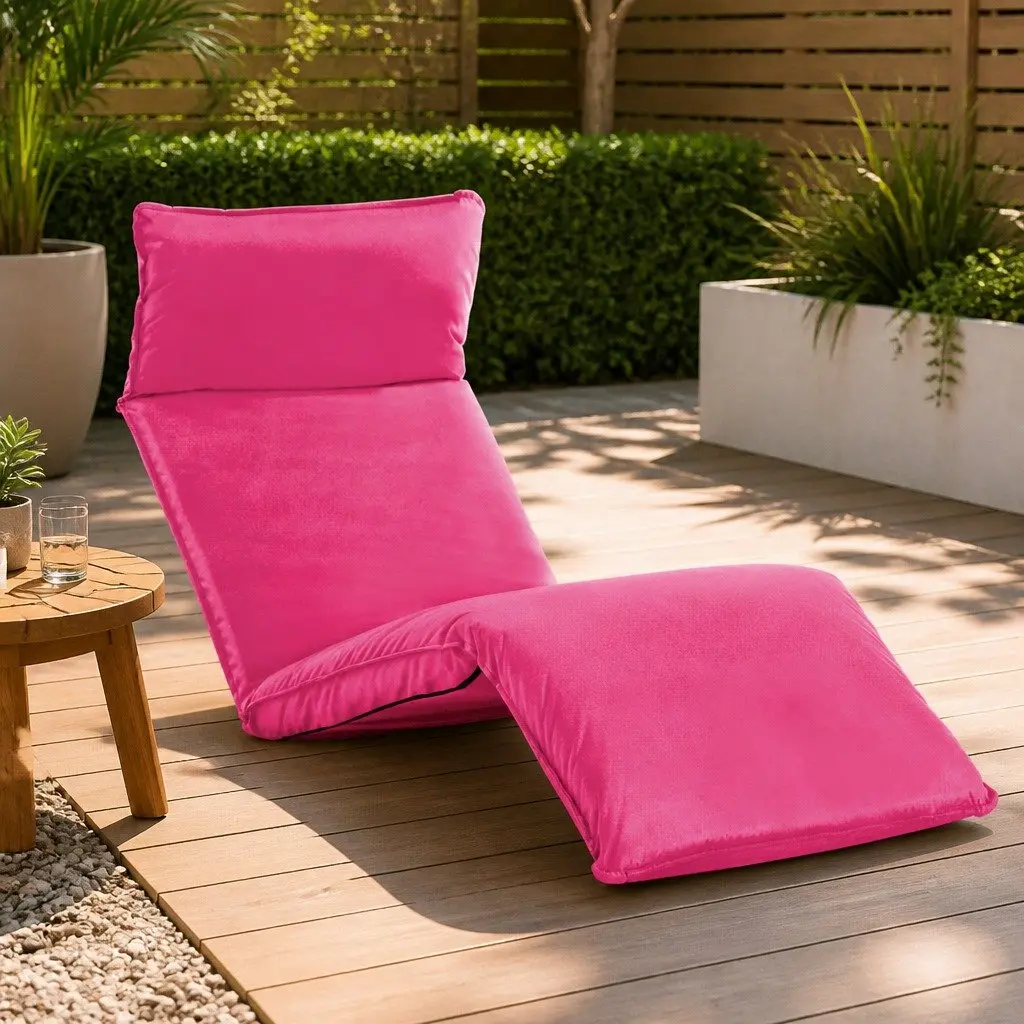 Foldable Sunlounger Pink 5-Level Adjustable Outdoor Garden Beach Reclining Chair