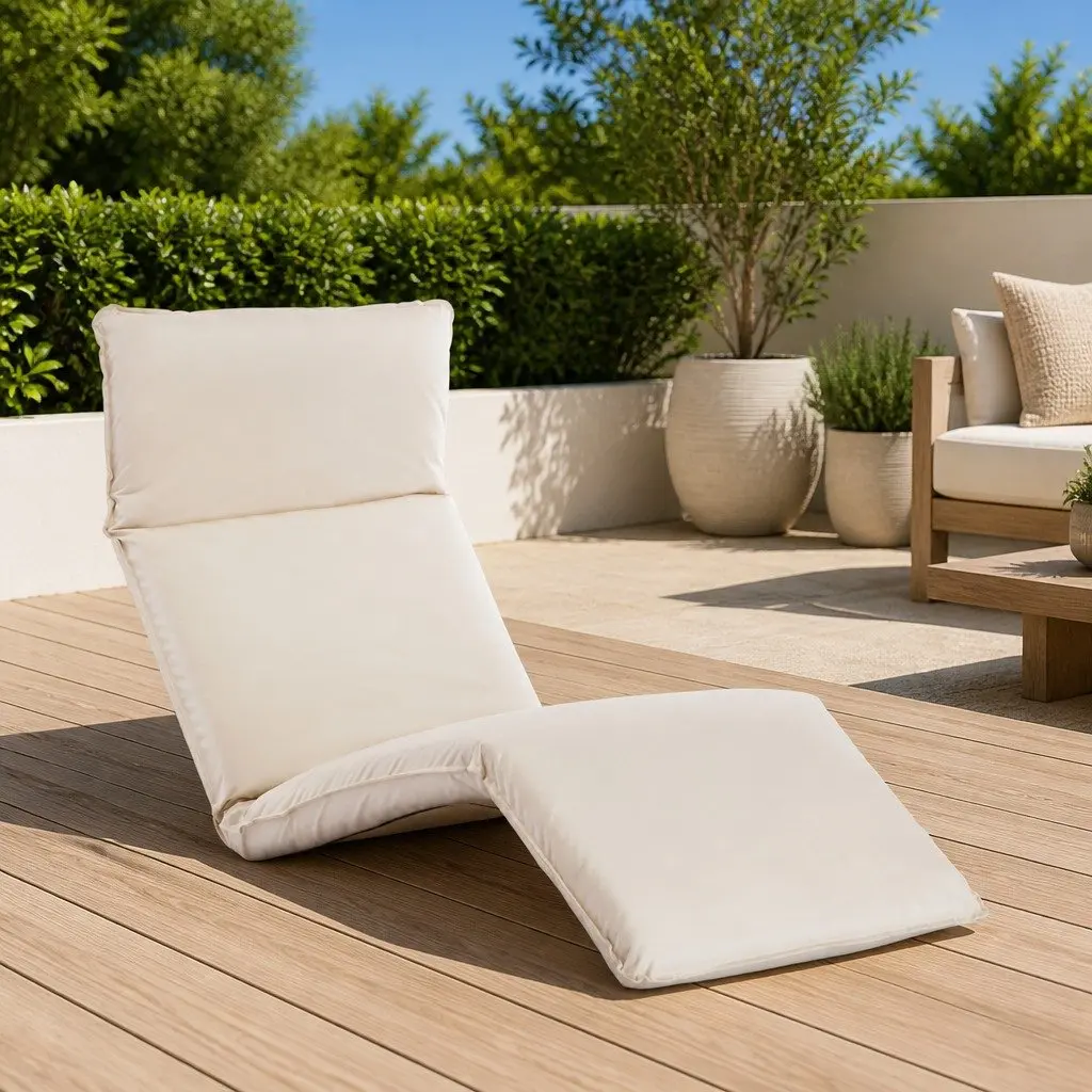 Foldable Sunlounger 5-Level Adjustable Outdoor Lounge Chair White