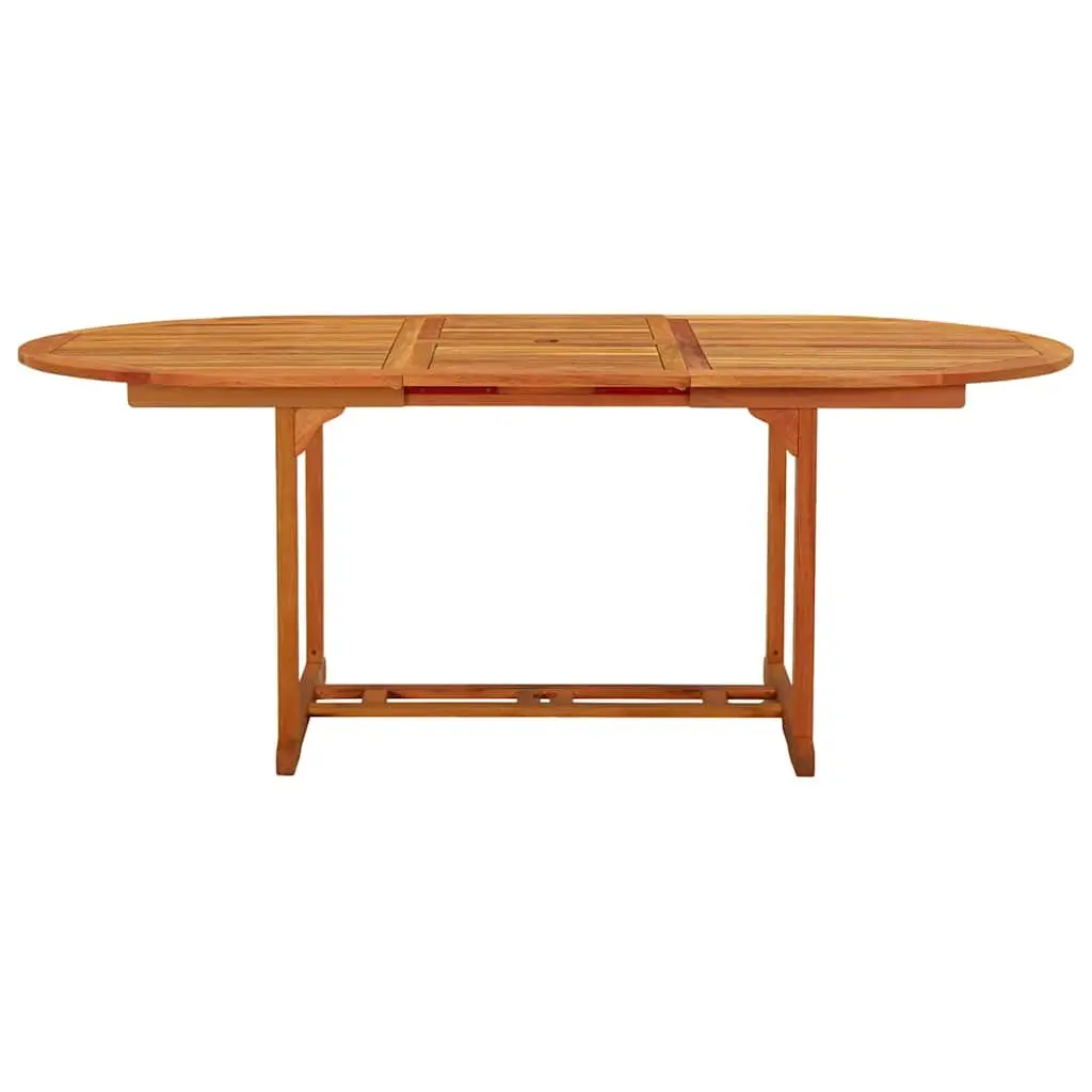 Extendable Garden Table Solid Eucalyptus Wood Outdoor Dining Brown 200 x 100 x 75 cm