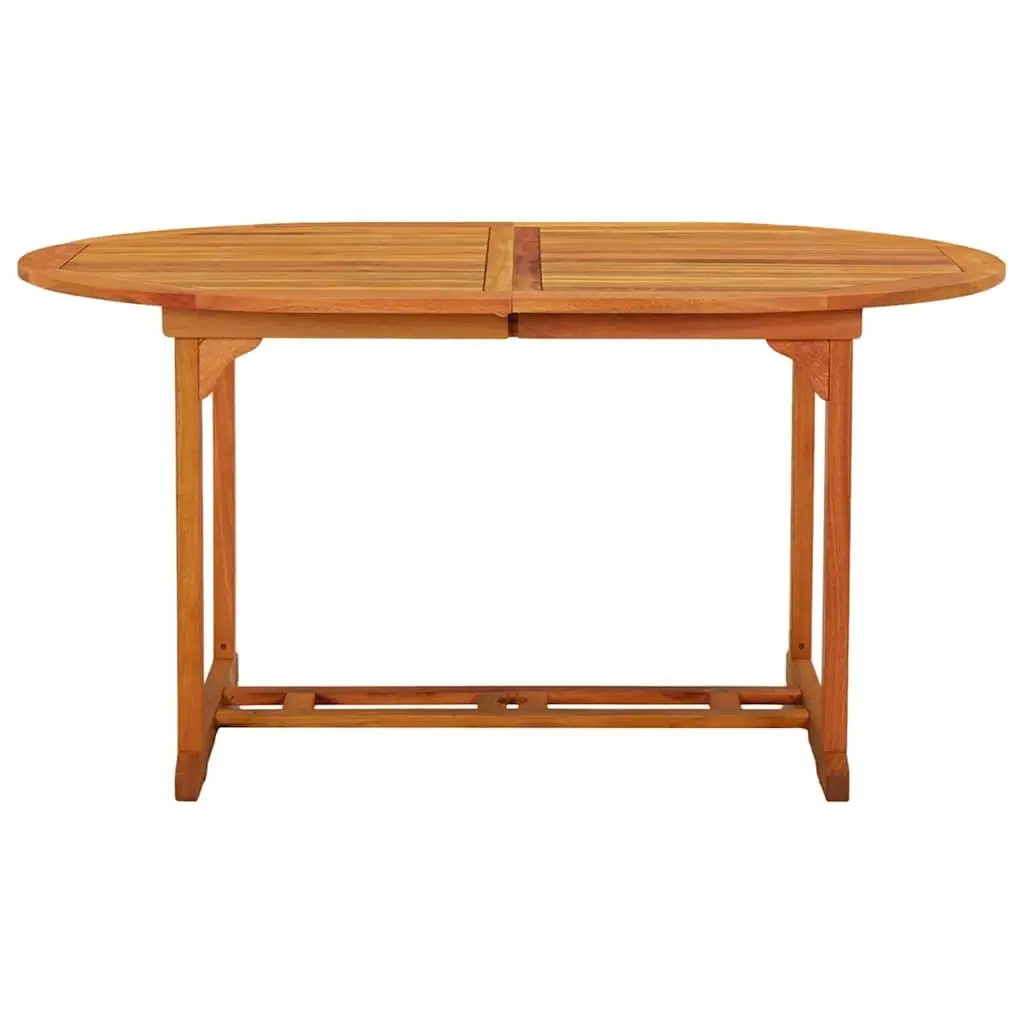Extendable Garden Table Solid Eucalyptus Wood Outdoor Dining Brown 200 x 100 x 75 cm