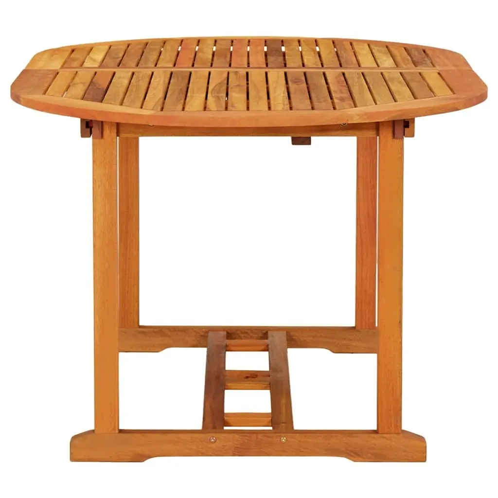 Extendable Garden Table Solid Eucalyptus Wood Outdoor Dining Brown 200 x 100 x 75 cm