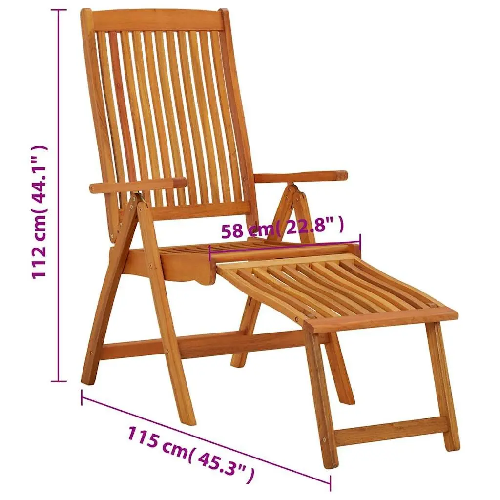 Folding Garden Chairs with Footrests Solid Wood Brown 2 Pcs