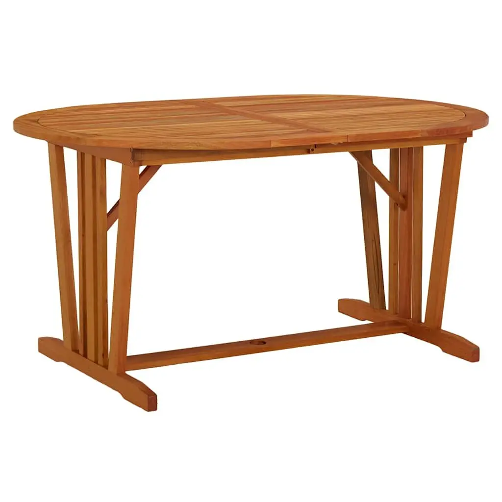 Extendable Solid Wood Garden Table Umbrella Hole 200x100cm
