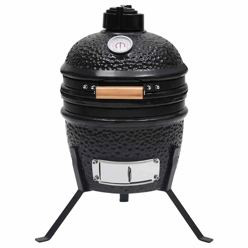 Barbecue Grill Smoker Black Ceramic 56cm Outdoor Cooking Kamado Style