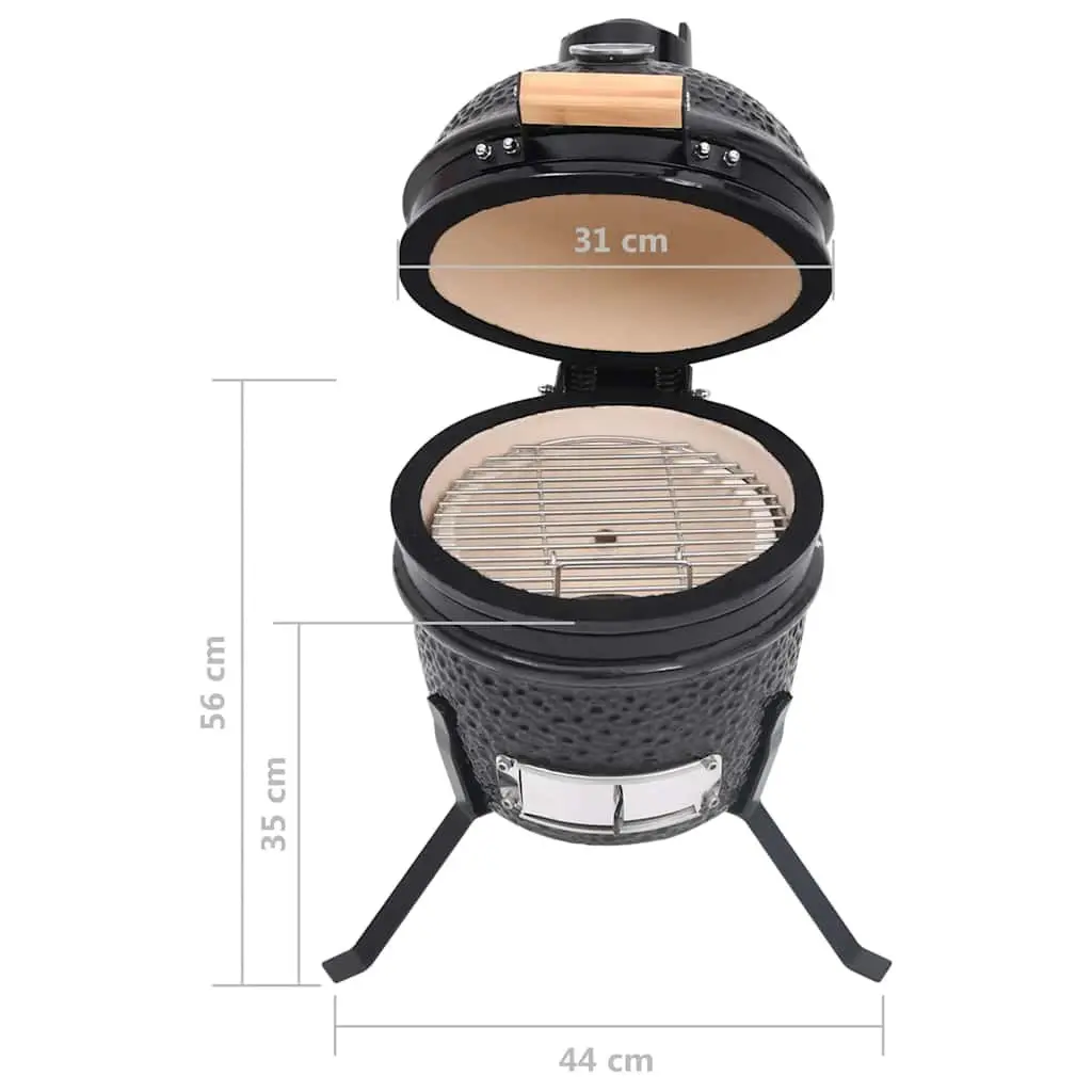 Barbecue Grill Smoker Black Ceramic 56cm Outdoor Cooking Kamado Style