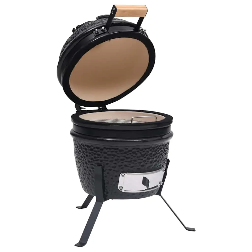 Barbecue Grill Smoker Black Ceramic 56cm Outdoor Cooking Kamado Style