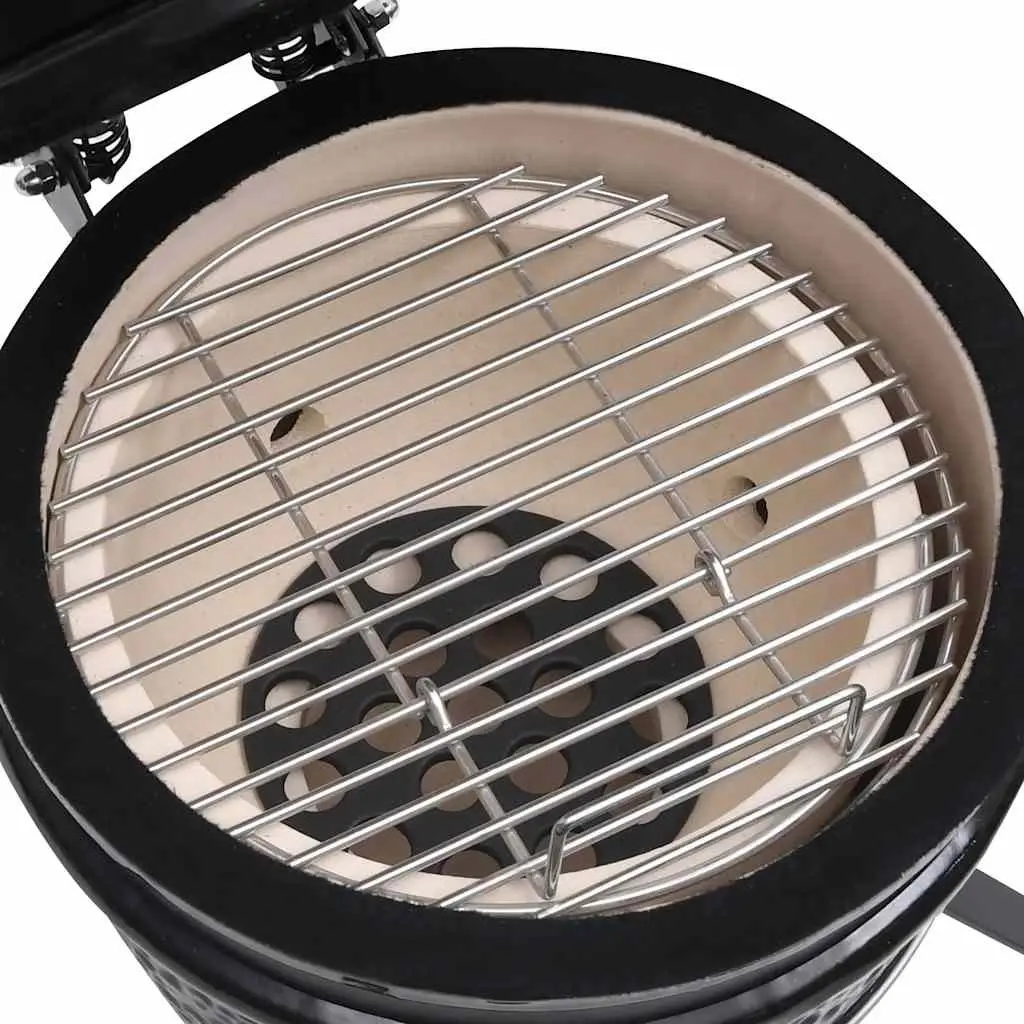Barbecue Grill Smoker Black Ceramic 56cm Outdoor Cooking Kamado Style
