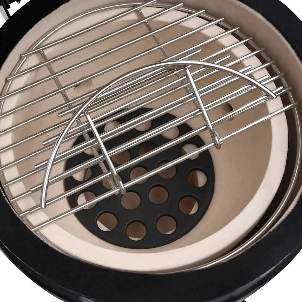 Barbecue Grill Smoker Black Ceramic 56cm Outdoor Cooking Kamado Style