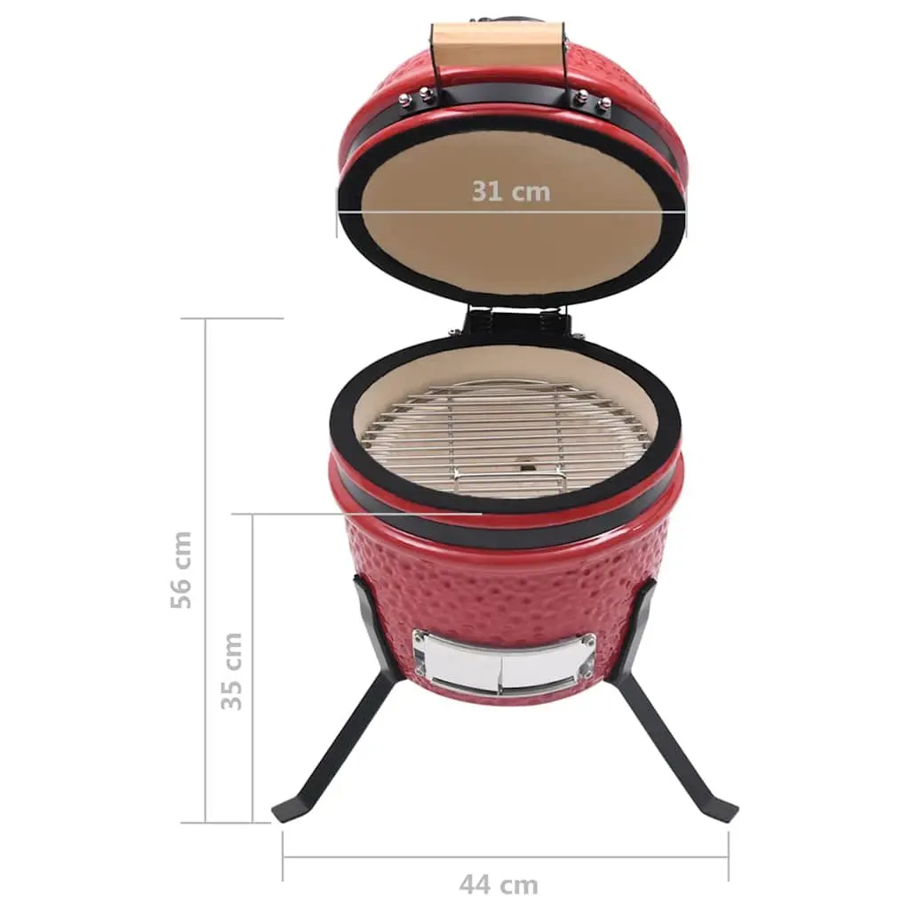 Ceramic Kamado Barbecue Grill Smoker Red 56cm Outdoor Cooking