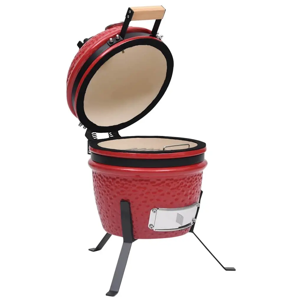 Ceramic Kamado Barbecue Grill Smoker Red 56cm Outdoor Cooking