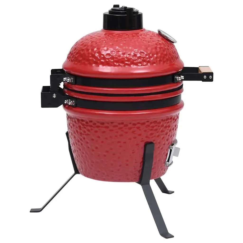 Ceramic Kamado Barbecue Grill Smoker Red 56cm Outdoor Cooking