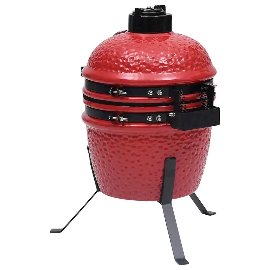 Ceramic Kamado Barbecue Grill Smoker Red 56cm Outdoor Cooking