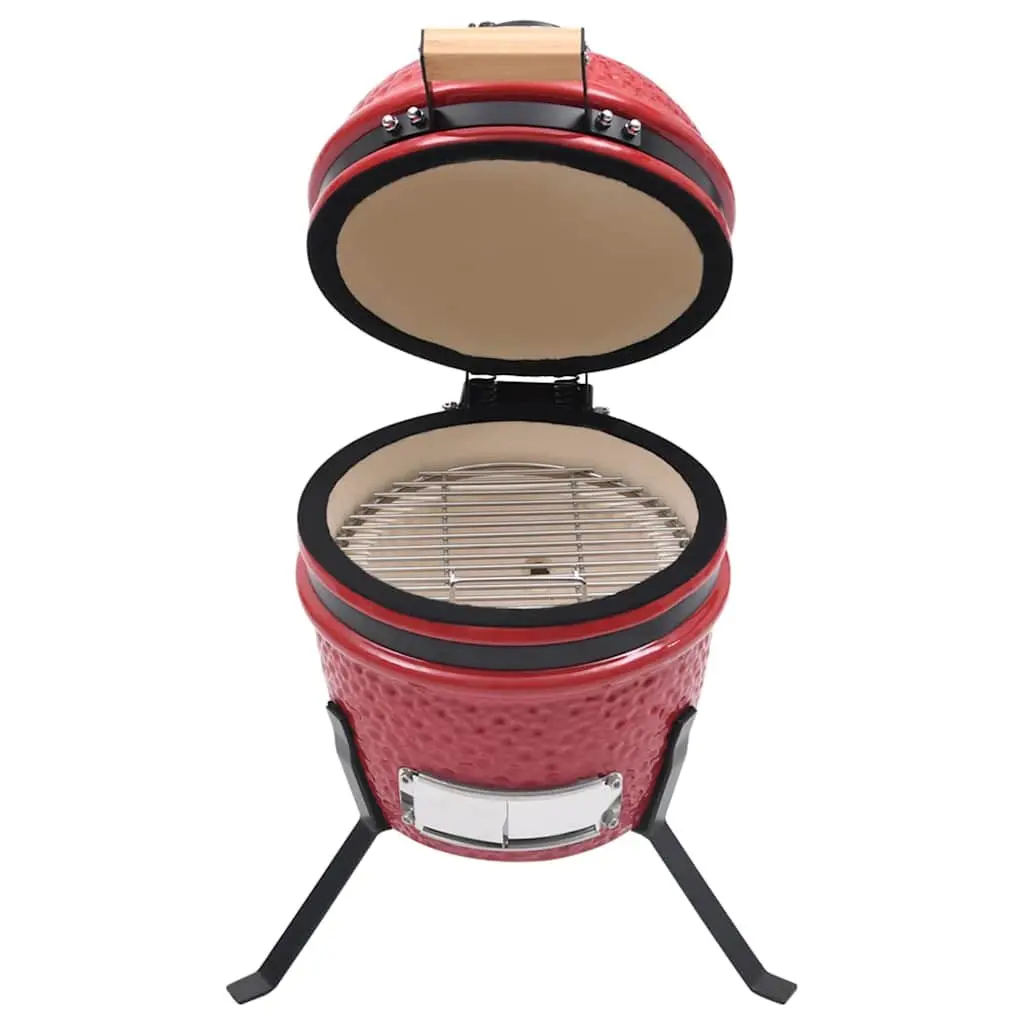 Ceramic Kamado Barbecue Grill Smoker Red 56cm Outdoor Cooking