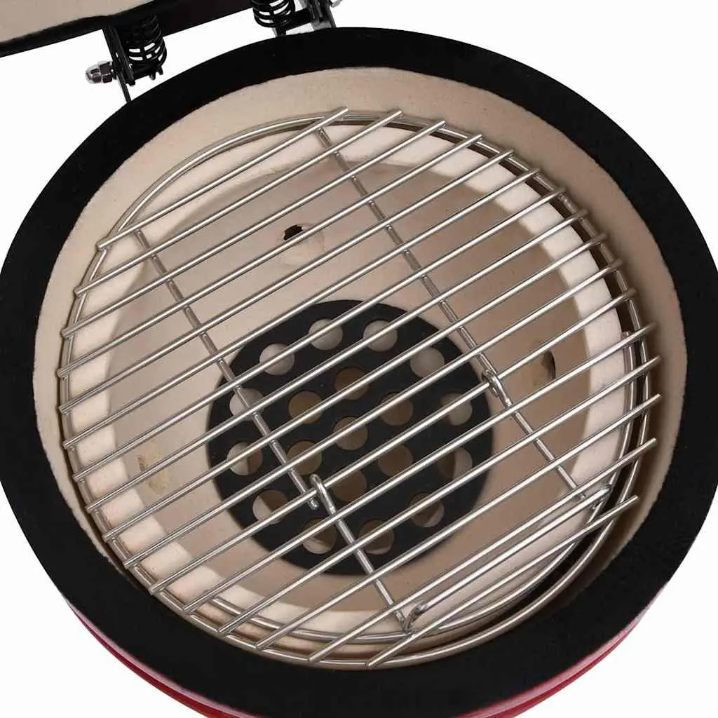 Ceramic Kamado Barbecue Grill Smoker Red 56cm Outdoor Cooking