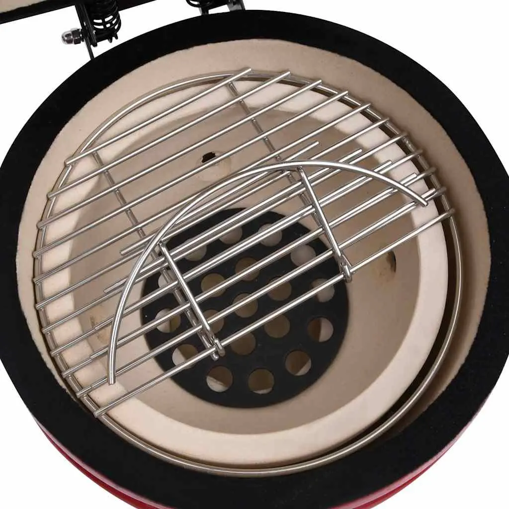 Ceramic Kamado Barbecue Grill Smoker Red 56cm Outdoor Cooking