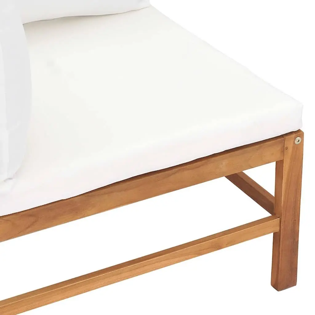 Teak Wood Corner Lounge Sofa for Outdoor Garden with Cream Cushions