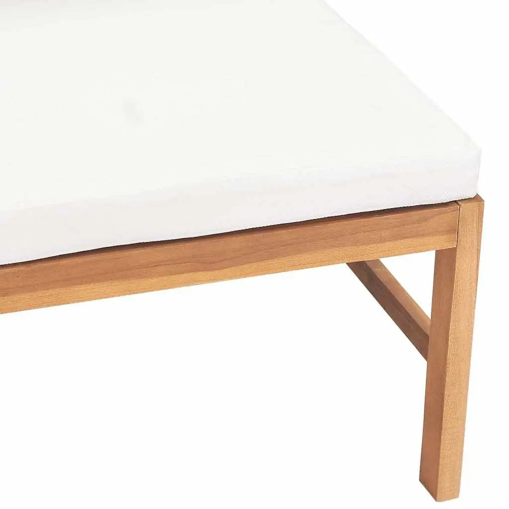Outdoor Middle Sofa Section Teak Wood Cream Cushions