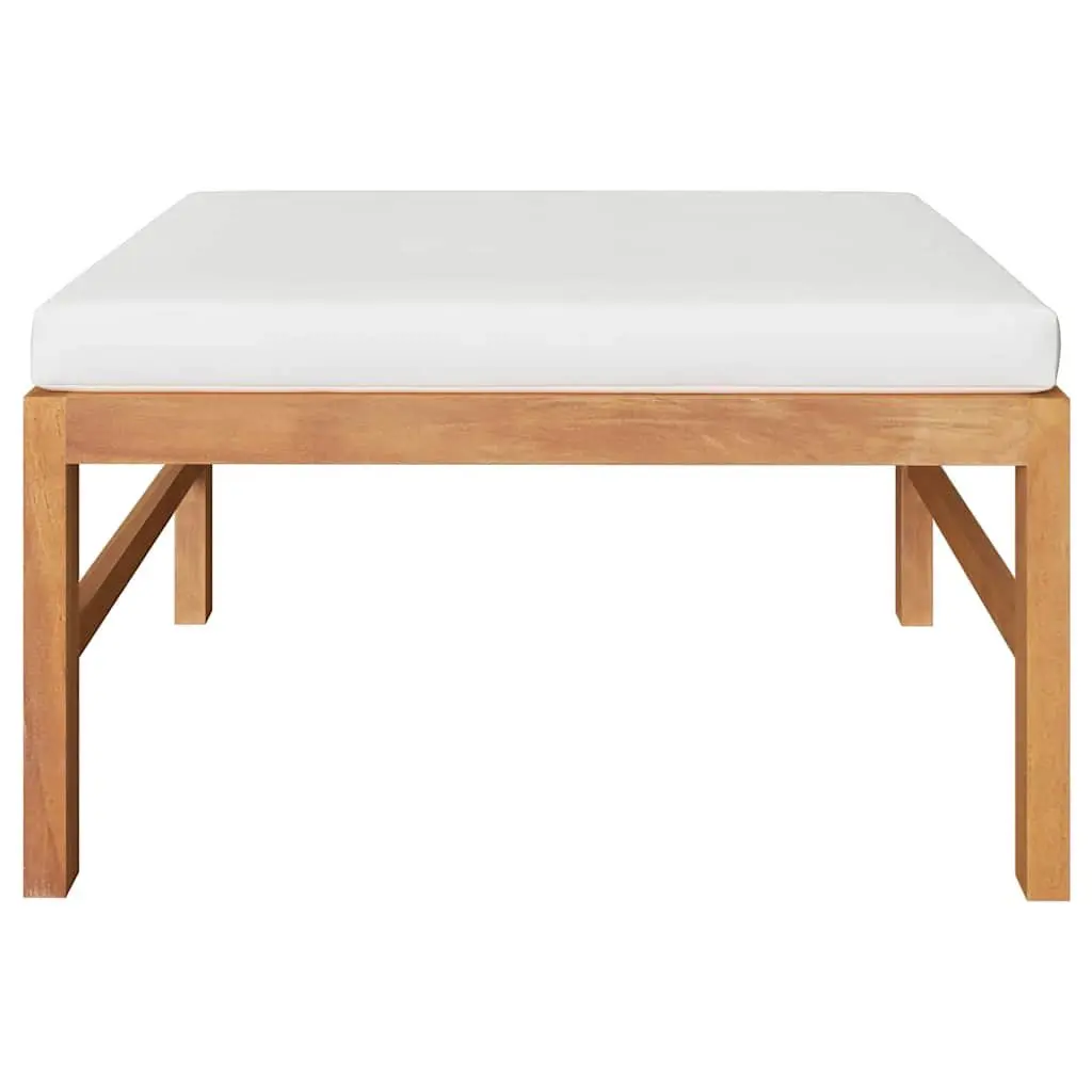 Garden Footrest Ottoman Teak Wood with Cream Cushion