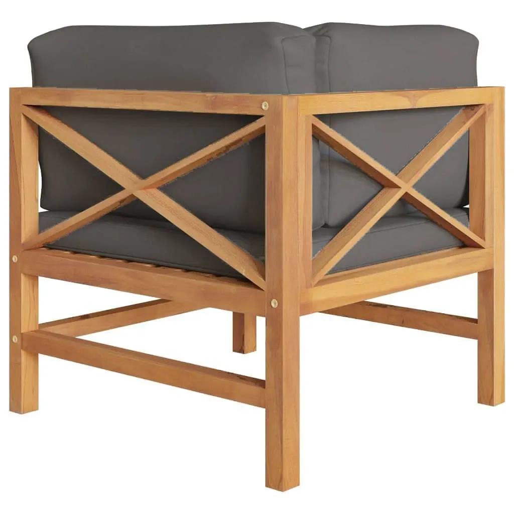 Corner Sofa Set Grey Cushions 2 pcs Outdoor Garden Patio Furniture