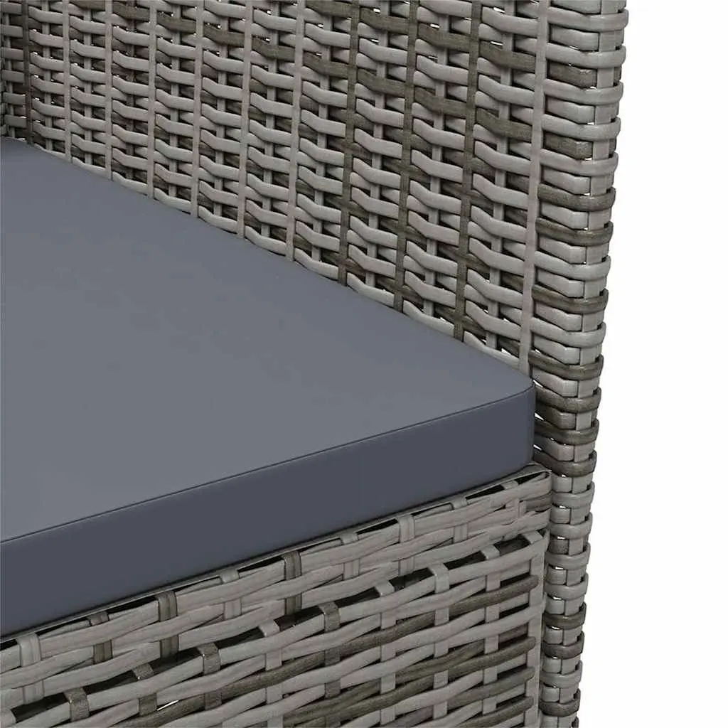 Outdoor Dining Chairs Grey Poly Rattan 2 Piece Garden Patio Seating with Cushion