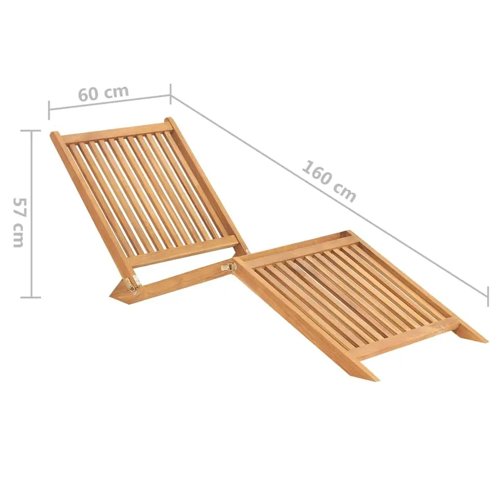 Folding Teak Wood Sun Lounger Outdoor Patio Garden Deck Chair