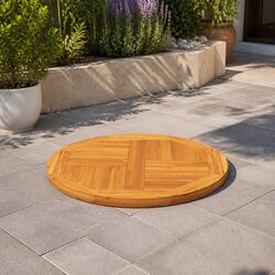Welcome this Round Teak Wood Table Top to Your Home
