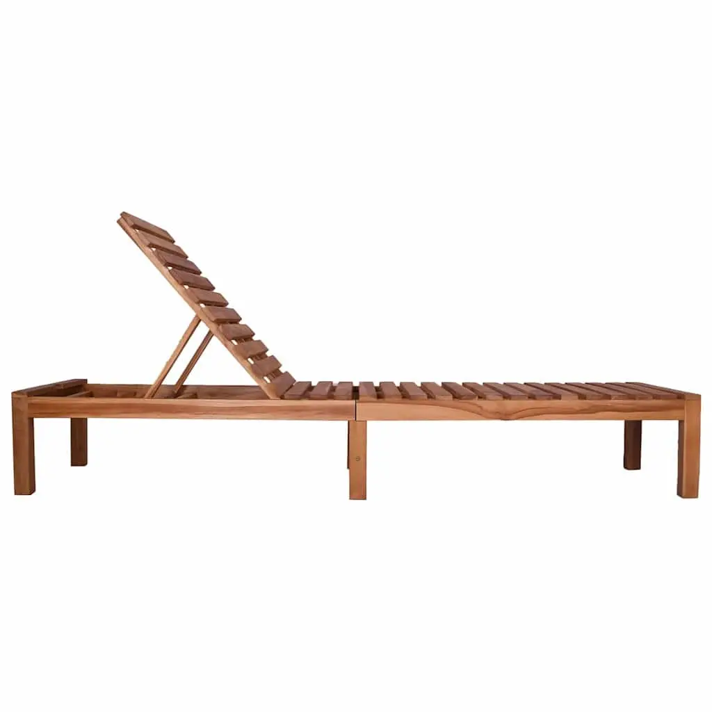 Sun Lounger Solid Teak Wood Garden Patio Outdoor Furniture Relaxing Lounge Chair