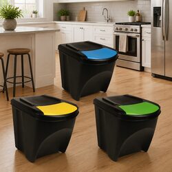 Friendly Anthracite Waste Bin Set, 3 pcs, 75 L Total