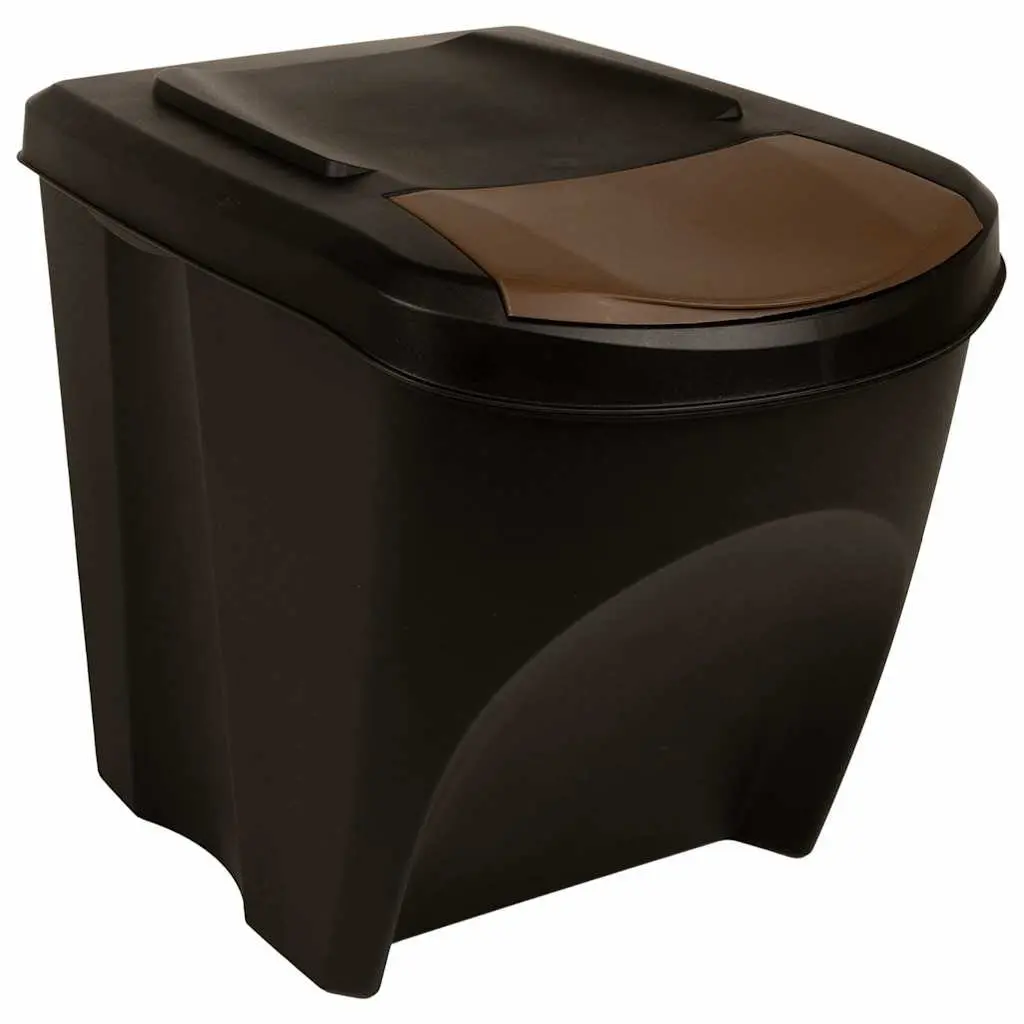 Stackable Garbage Bin Boxes Anthracite 100 L Waste Sorting Containers 4 Piece