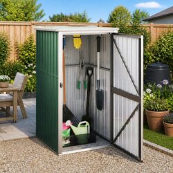 Garden Tool Shed Green 88x89x161cm Galvanised Steel Storage Outdoor Structures