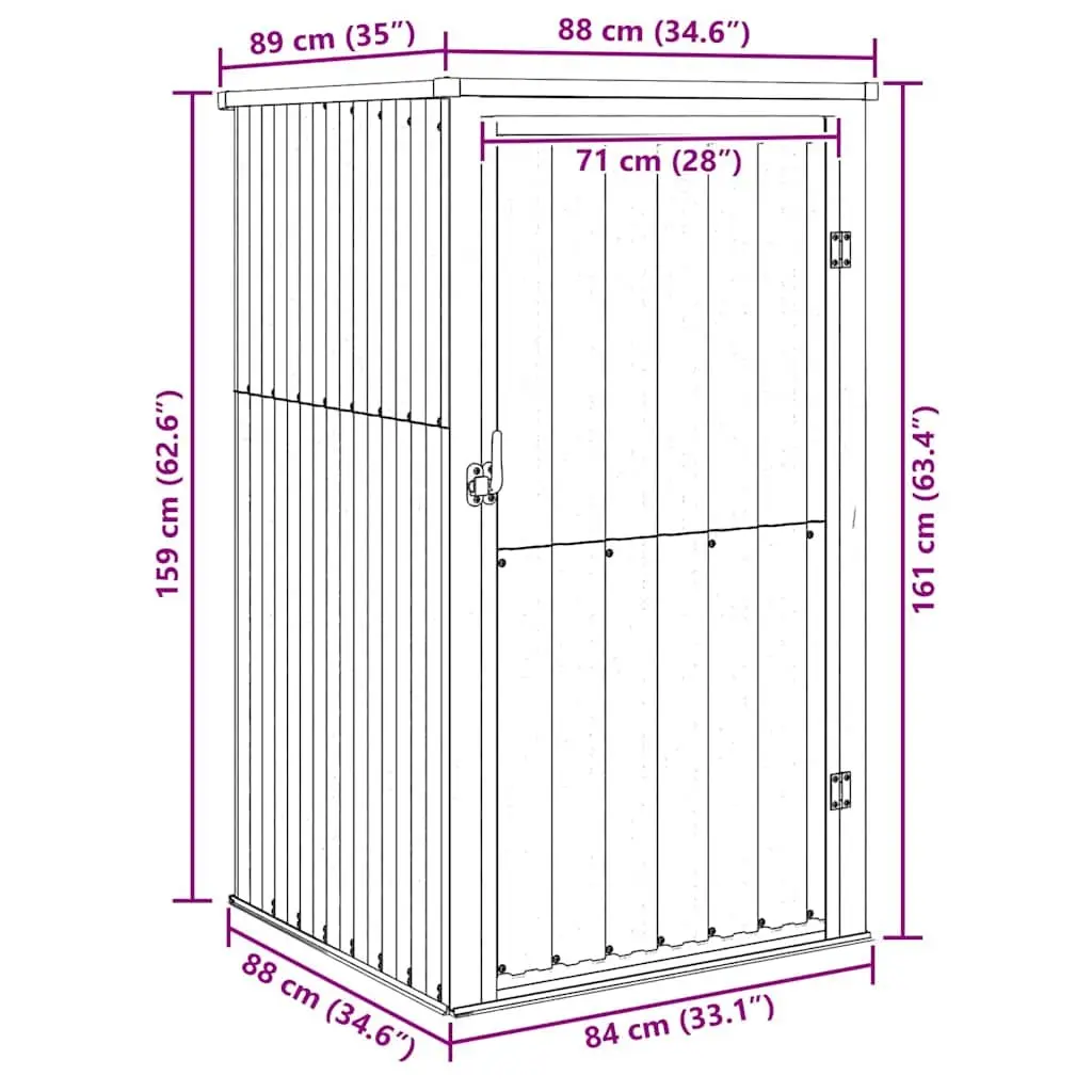 Grey Garden Tool Shed Outdoor Storage Galvanised Steel Frame 88x89x161cm