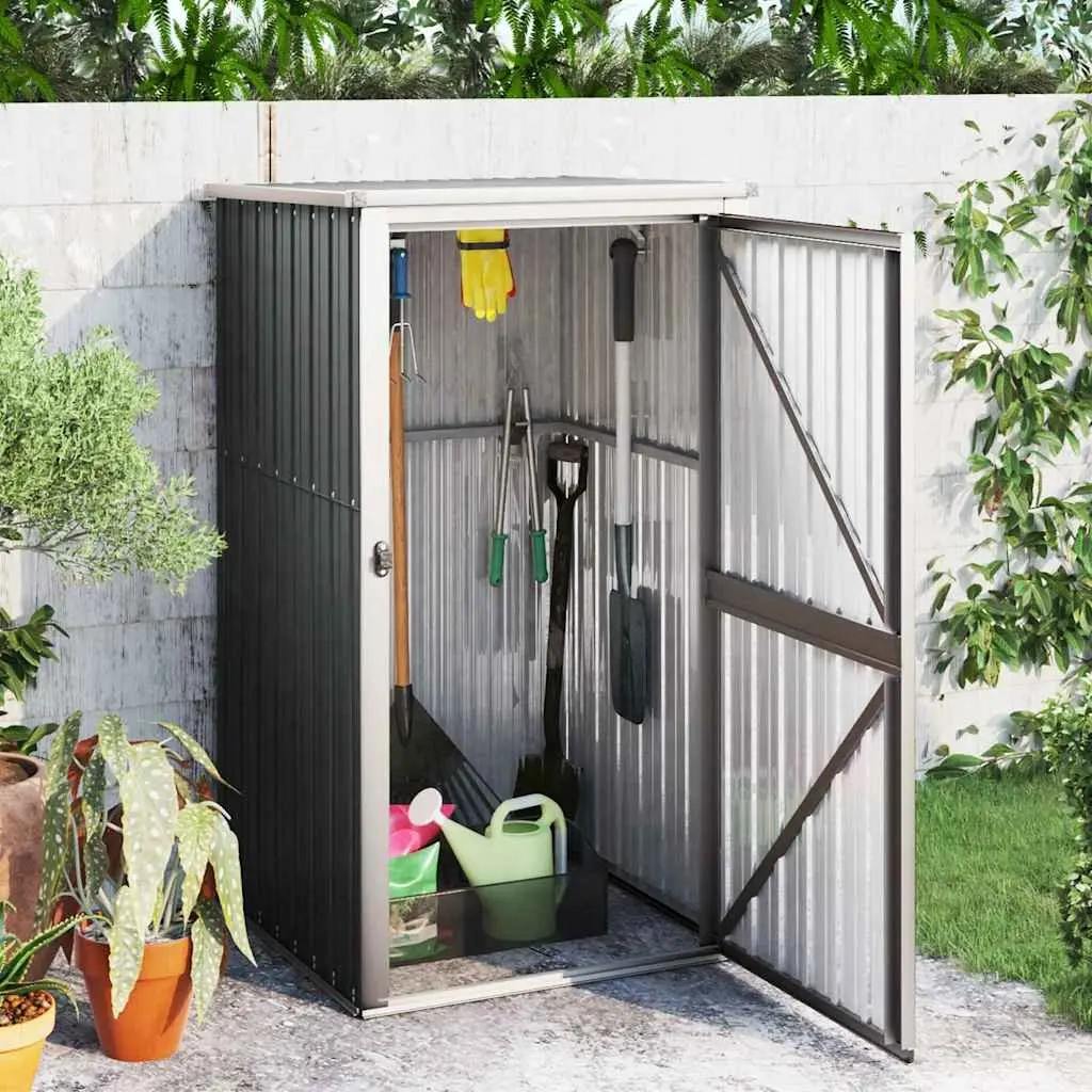 Garden Metal Storage Shed Anthracite Galvanised Steel 88x89x161cm