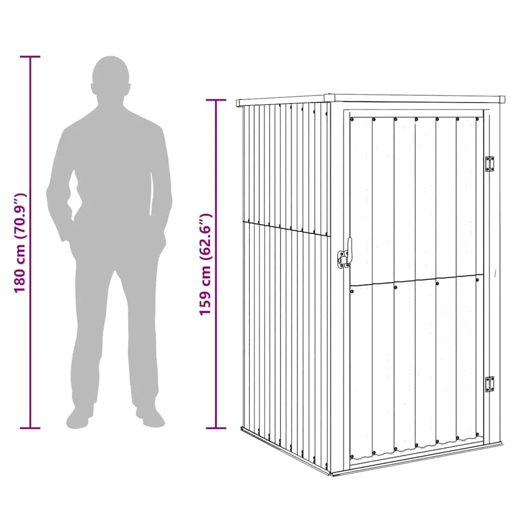 Garden Metal Storage Shed Anthracite Galvanised Steel 88x89x161cm