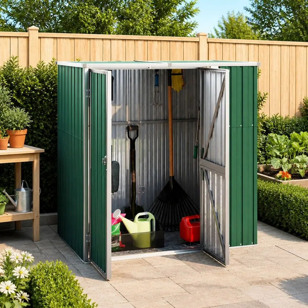 Garden Tool Shed Galvanised Steel Frame Green 161x89x161 cm