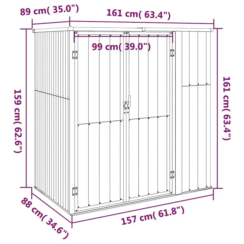 Garden Tool Shed Galvanised Steel Frame Green 161x89x161 cm
