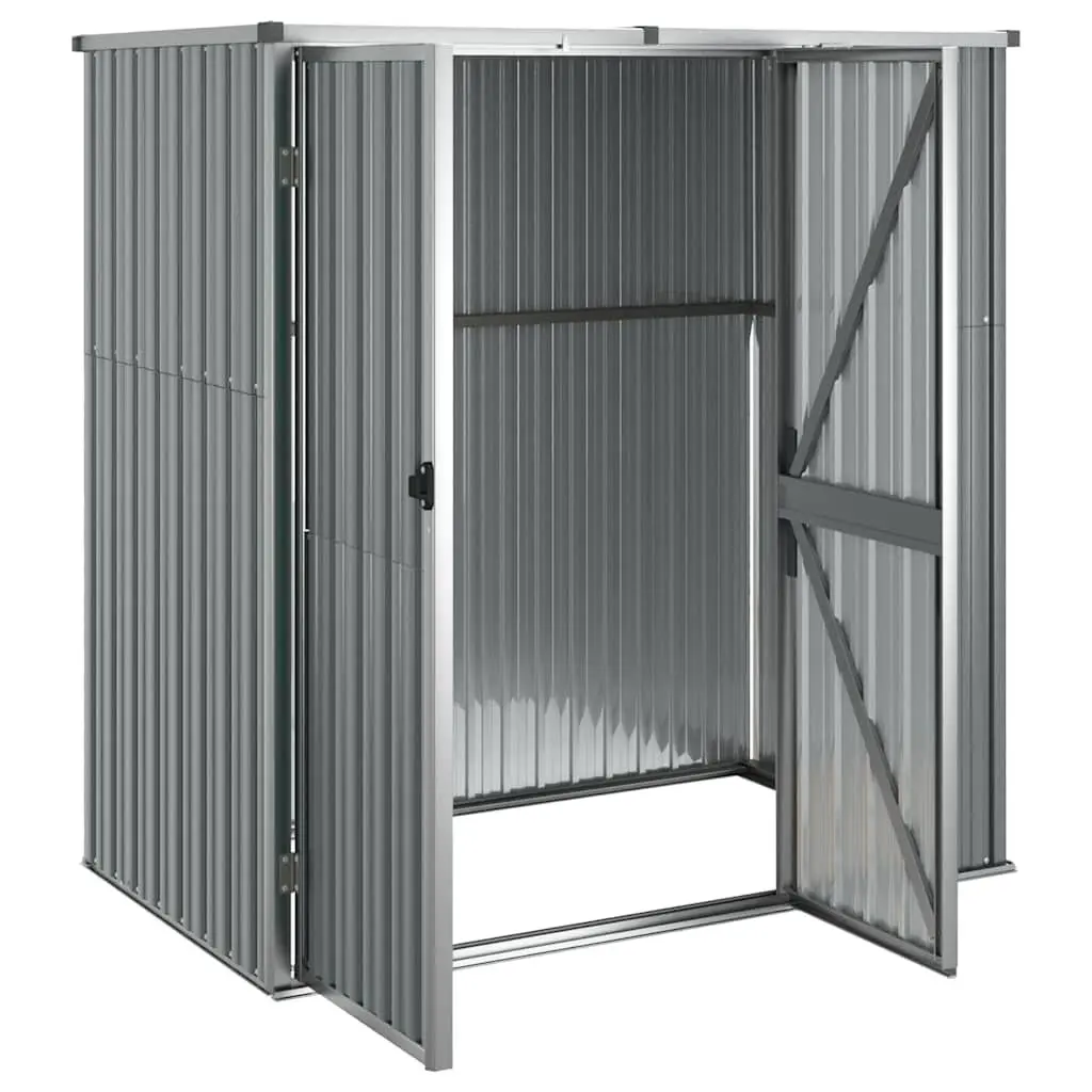 Garden Tool Shed Grey Outdoor Storage House Galvanised Steel Frame 161x89x161cm